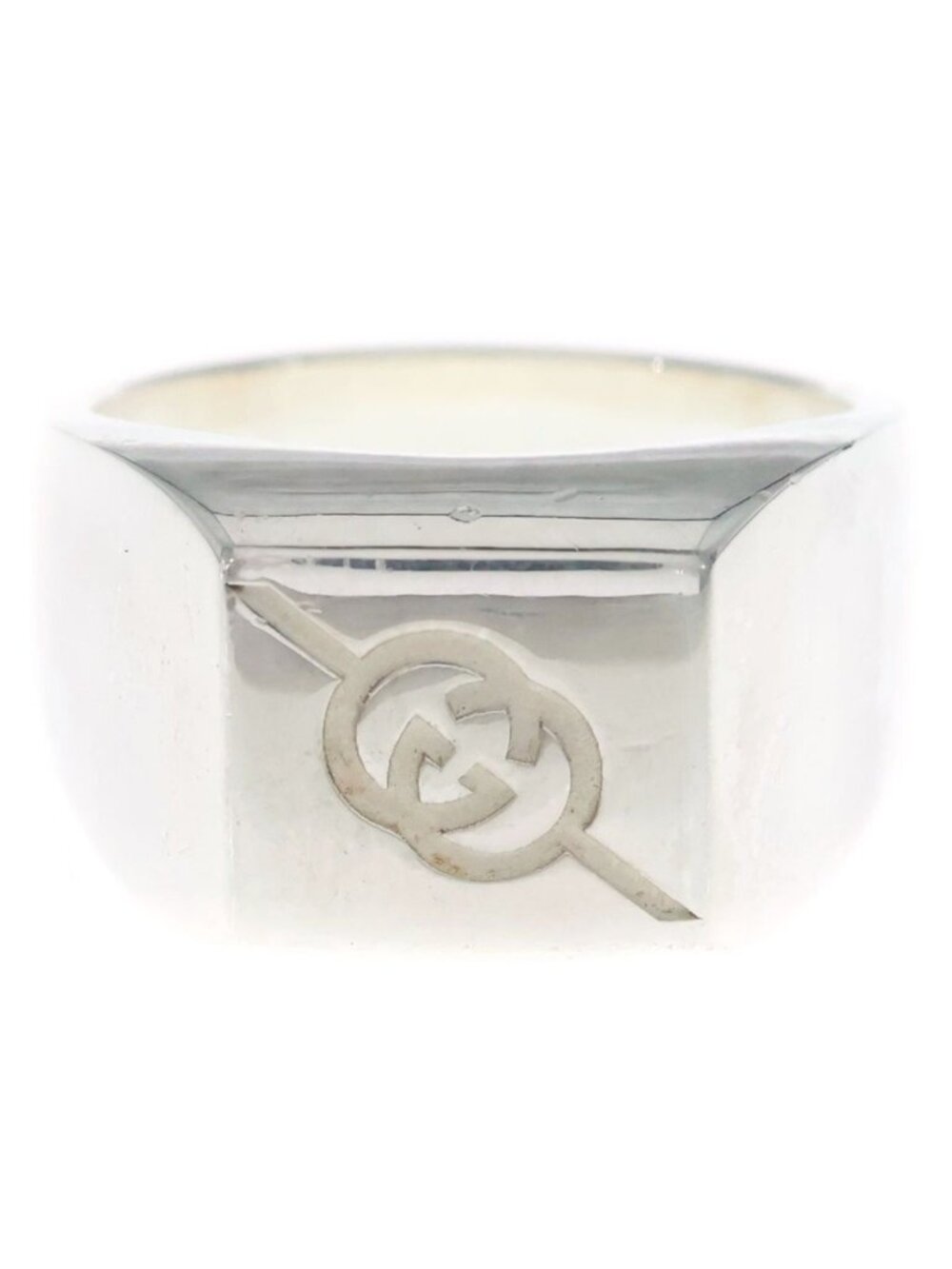 Gucci Diagonal Interlocking G Ring Silver